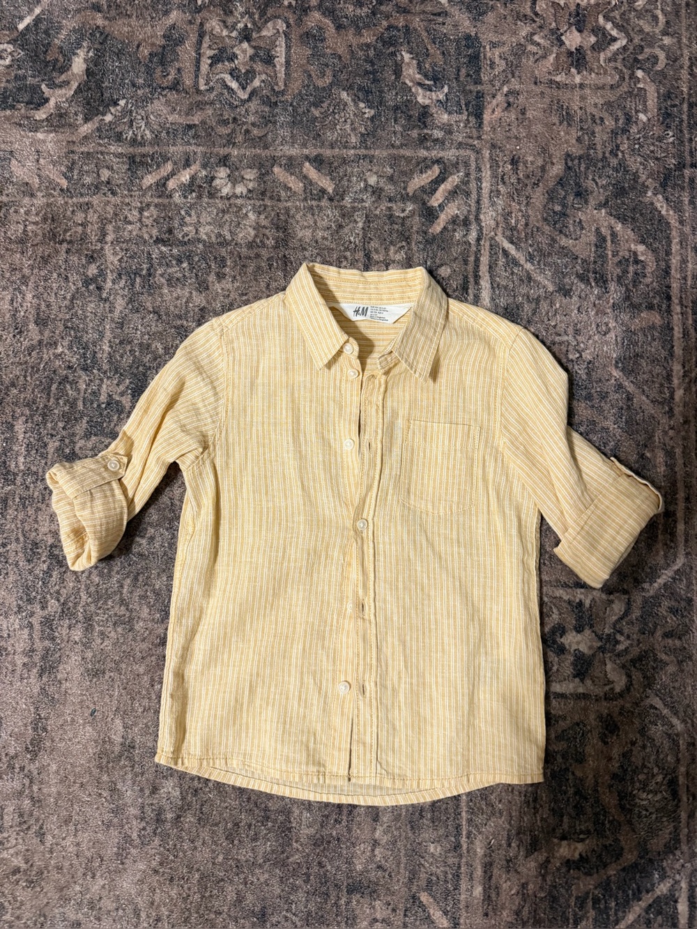 H&M Pale Yellow Striped Button-Down Shirt